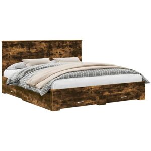 Bed Frame with Drawer Smoked Oak 180 x 200 cm Engineered Wood vidaXL Bed Frame with Drawer Smoked Oak 180 x 200 cm Engineered Wood vidaXL