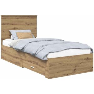Bed Frame with Drawer Artisan Oak 90 x 200 cm Engineered Wood vidaXL Bed Frame with Drawer Artisan Oak 90 x 200 cm Engineered Wood vidaXL