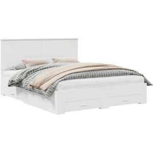 Bed Frame with Headboard White 160 x 200 cm Engineered Wood vidaXL Bed Frame with Headboard White 160 x 200 cm Engineered Wood vidaXL