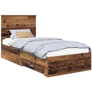 Bed Frame with Headboard Old Wood 90 x 200 cm Engineered Wood vidaXL Bed Frame with Headboard Old Wood 90 x 200 cm Engineered Wood vidaXL