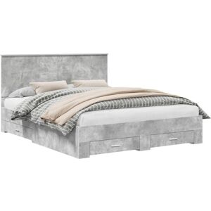 Bed Frame Concrete Grey 160 x 200 cm Engineered Wood vidaXL Bed Frame Concrete Grey 160 x 200 cm Engineered Wood vidaXL