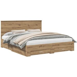 Bed Frame with Drawer Artisan Oak 180 x 200 cm Engineered Wood vidaXL Bed Frame with Drawer Artisan Oak 180 x 200 cm Engineered Wood vidaXL