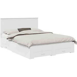 Bed Frame with Headboard White 150 x 200 cm Engineered Wood vidaXL Bed Frame with Headboard White 150 x 200 cm Engineered Wood vidaXL