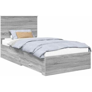 Bed Frame with Drawer Grey Sonoma 100 x 200 cm Engineered Wood vidaXL Bed Frame with Drawer Grey Sonoma 100 x 200 cm Engineered Wood vidaXL