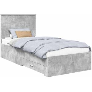 Bed Frame with Drawer Concrete Grey 90 x 200 cm Engineered Wood vidaXL Bed Frame with Drawer Concrete Grey 90 x 200 cm Engineered Wood vidaXL