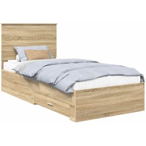 Bed Frame with Headboard Sonoma Oak 90 x 200 cm Engineered Wood vidaXL Bed Frame with Headboard Sonoma Oak 90 x 200 cm Engineered Wood vidaXL