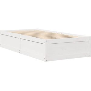 vidaXL White 75x190 cm Bed Frame with Plywood Slats - Bedstead vidaXL White 75x190 cm Bed Frame with Plywood Slats - Bedstead