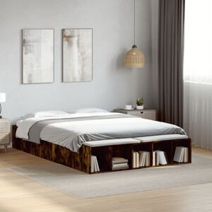Bed Frame without Mattress Smoked Oak 140x190 cm Vidaxl Bed Frame without Mattress Smoked Oak 140x190 cm Vidaxl