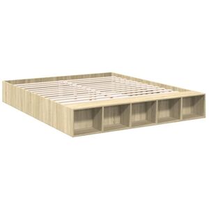vidaXL Bed Frame Sonoma Oak - Bed Frame, 200x200 cm, Engineered Wood, Modern, Storage vidaXL Bed Frame Sonoma Oak - Bed Frame, 200x200 cm, Engineered Wood, Modern, Storage