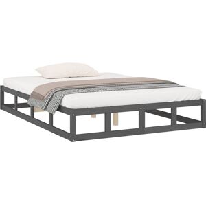 Bed Frame without Mattress Grey 135x190 cm Double Double Solid Wood vidaXL Bed Frame without Mattress Grey 135x190 cm Double Double Solid Wood vidaXL