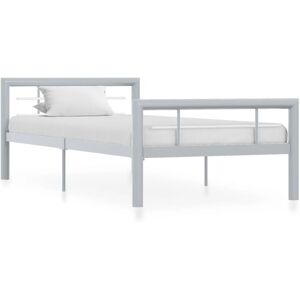 Bed Frame without Mattress Grey and White Metal 100x200 cm Vidaxl Bed Frame without Mattress Grey and White Metal 100x200 cm Vidaxl