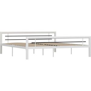 Vidaxl - Bed Frame without Mattress White and Black Metal 180x200 cm Super King Vidaxl - Bed Frame without Mattress White and Black Metal 180x200 cm Super King