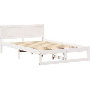 Bed Frame with Headboard White 135 x 190 cm Solid Pine wood Vidaxl Bed Frame with Headboard White 135 x 190 cm Solid Pine wood Vidaxl