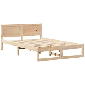 Bed Frame with Headboard Brown 135 x 190 cm Solid Pine wood Vidaxl Bed Frame with Headboard Brown 135 x 190 cm Solid Pine wood Vidaxl