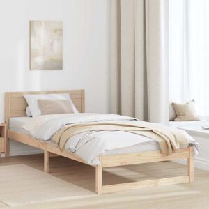 Bed Frame with Headboard Brown 100 x 200 cm Solid Pine wood vidaXL Bed Frame with Headboard Brown 100 x 200 cm Solid Pine wood vidaXL