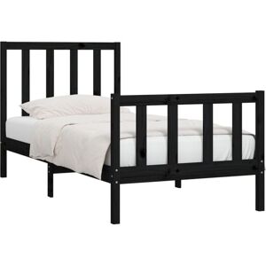 Bed Frame without Mattress Black 75x190 cm Small Single Solid Wood Vidaxl Bed Frame without Mattress Black 75x190 cm Small Single Solid Wood Vidaxl