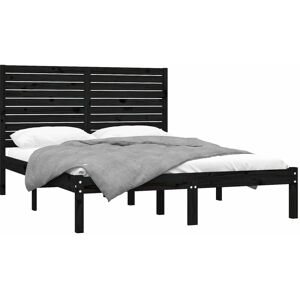 Vidaxl - Bed Frame without Mattress Black 150x200 cm King Size Solid Wood Vidaxl - Bed Frame without Mattress Black 150x200 cm King Size Solid Wood