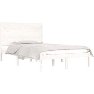 vidaXL White Solid Wood Double Bed Frame with 135x190cm Design vidaXL White Solid Wood Double Bed Frame with 135x190cm Design