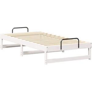 vidaXL Bed Frame with Handles - Solid Wood - White - Bed Frame vidaXL Bed Frame with Handles - Solid Wood - White - Bed Frame