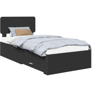 Bed Frame with Headboard Black 75 x 190 cm Engineered Wood vidaXL Bed Frame with Headboard Black 75 x 190 cm Engineered Wood vidaXL