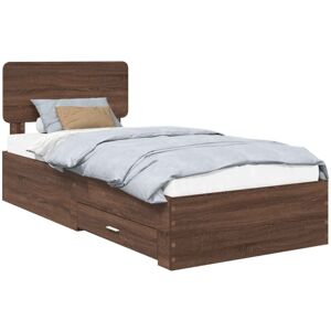Bed Frame with Headboard Brown Oak 90 x 190 cm Engineered Wood vidaXL Bed Frame with Headboard Brown Oak 90 x 190 cm Engineered Wood vidaXL