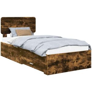 Bed Frame with Headboard Smoked Oak 75 x 190 cm Engineered Wood vidaXL Bed Frame with Headboard Smoked Oak 75 x 190 cm Engineered Wood vidaXL