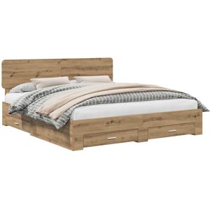 Bed Frame with Drawer Artisan Oak 180 x 200 cm Engineered Wood vidaXL Bed Frame with Drawer Artisan Oak 180 x 200 cm Engineered Wood vidaXL