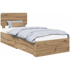 Bed Frame with Drawer Artisan Oak 90 x 190 cm Engineered Wood vidaXL Bed Frame with Drawer Artisan Oak 90 x 190 cm Engineered Wood vidaXL