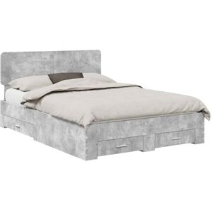 Bed Frame Concrete Grey 160 x 200 cm Engineered Wood vidaXL Bed Frame Concrete Grey 160 x 200 cm Engineered Wood vidaXL