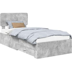 Bed Frame with Drawer Concrete Grey 90 x 200 cm Engineered Wood vidaXL Bed Frame with Drawer Concrete Grey 90 x 200 cm Engineered Wood vidaXL