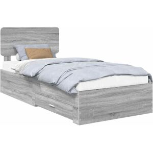 Bed Frame with Drawer Grey Sonoma 100 x 200 cm Engineered Wood vidaXL Bed Frame with Drawer Grey Sonoma 100 x 200 cm Engineered Wood vidaXL