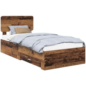 Bed Frame with Headboard Old Wood 90 x 200 cm Engineered Wood vidaXL Bed Frame with Headboard Old Wood 90 x 200 cm Engineered Wood vidaXL