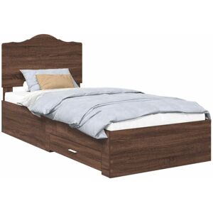 Bed Frame with Headboard Brown Oak 75 x 190 cm Engineered Wood vidaXL Bed Frame with Headboard Brown Oak 75 x 190 cm Engineered Wood vidaXL