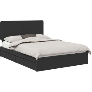 Storage Bed with Headboard Black 150 x 200 cm Engineered Wood vidaXL Storage Bed with Headboard Black 150 x 200 cm Engineered Wood vidaXL