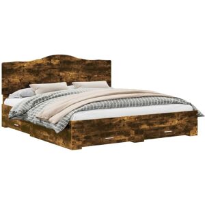 Bed Frame with Drawer Smoked Oak 180 x 200 cm Engineered Wood vidaXL Bed Frame with Drawer Smoked Oak 180 x 200 cm Engineered Wood vidaXL