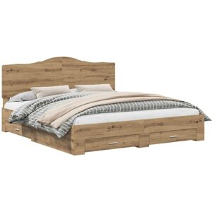 Bed Frame with Drawer Artisan Oak 180 x 200 cm Engineered Wood vidaXL Bed Frame with Drawer Artisan Oak 180 x 200 cm Engineered Wood vidaXL