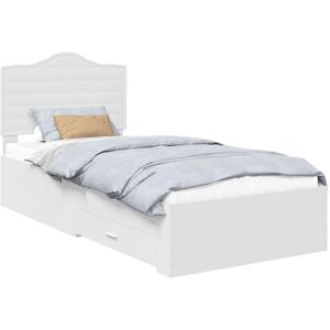 Bed Frame with Headboard White 100 x 200 cm Engineered Wood vidaXL Bed Frame with Headboard White 100 x 200 cm Engineered Wood vidaXL