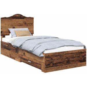 Bed Frame with Headboard Old Wood 90 x 200 cm Engineered Wood vidaXL Bed Frame with Headboard Old Wood 90 x 200 cm Engineered Wood vidaXL