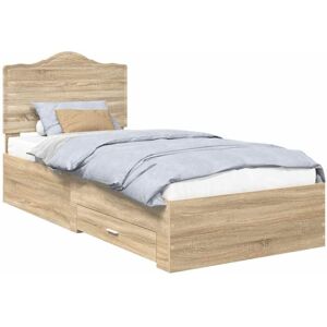 Bed Frame with Headboard Sonoma Oak 90 x 200 cm Engineered Wood vidaXL Bed Frame with Headboard Sonoma Oak 90 x 200 cm Engineered Wood vidaXL