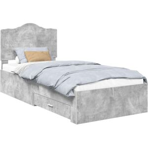 Bed Frame with Drawer Concrete Grey 90 x 200 cm Engineered Wood vidaXL Bed Frame with Drawer Concrete Grey 90 x 200 cm Engineered Wood vidaXL
