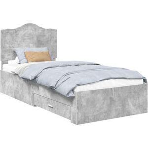 Bed Frame Concrete Grey 100 x 200 cm Engineered Wood vidaXL Bed Frame Concrete Grey 100 x 200 cm Engineered Wood vidaXL