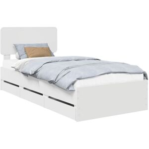 Bed Frame with Drawer White 100 x 200 cm Engineer Wood vidaXL Bed Frame with Drawer White 100 x 200 cm Engineer Wood vidaXL