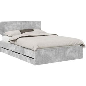 Bed Frame with Drawer Concrete Grey 150 x 200 cm Engineer Wood vidaXL Bed Frame with Drawer Concrete Grey 150 x 200 cm Engineer Wood vidaXL