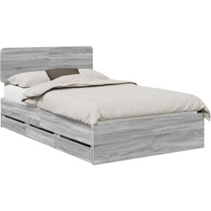 Bed Frame with Drawer Grey Sonoma 120 x 200 cm Engineer Wood vidaXL Bed Frame with Drawer Grey Sonoma 120 x 200 cm Engineer Wood vidaXL