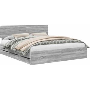 Bed Frame with Drawer Grey Sonoma 180 x 200 cm Engineer Wood vidaXL Bed Frame with Drawer Grey Sonoma 180 x 200 cm Engineer Wood vidaXL