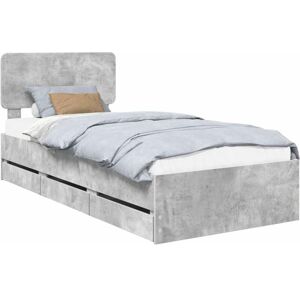 Bed Frame with Drawer Concrete Grey 90 x 190 cm Engineer Wood vidaXL Bed Frame with Drawer Concrete Grey 90 x 190 cm Engineer Wood vidaXL