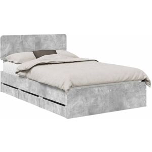 Bed Frame with Drawer Concrete Grey 135 x 190 cm Engineer Wood vidaXL Bed Frame with Drawer Concrete Grey 135 x 190 cm Engineer Wood vidaXL