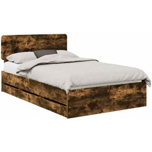 Bed Frame with Drawer Smoked Oak 120 x 200 cm Engineer Wood vidaXL Bed Frame with Drawer Smoked Oak 120 x 200 cm Engineer Wood vidaXL