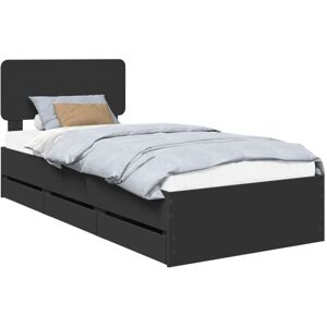 Bed Frame with Drawer Black 90 x 190 cm Engineer Wood vidaXL Bed Frame with Drawer Black 90 x 190 cm Engineer Wood vidaXL
