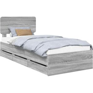 Bed Frame with Drawer Grey Sonoma 90 x 200 cm Engineer Wood vidaXL Bed Frame with Drawer Grey Sonoma 90 x 200 cm Engineer Wood vidaXL
